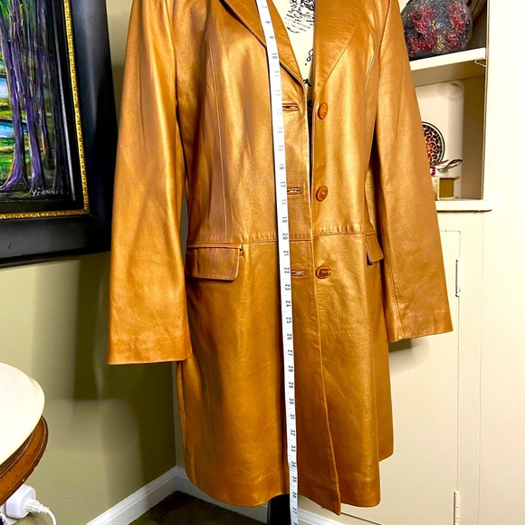 Unique copper buttery soft leather coat. Fully lined. Freccia D’Oro Size L - Picture 4 of 11